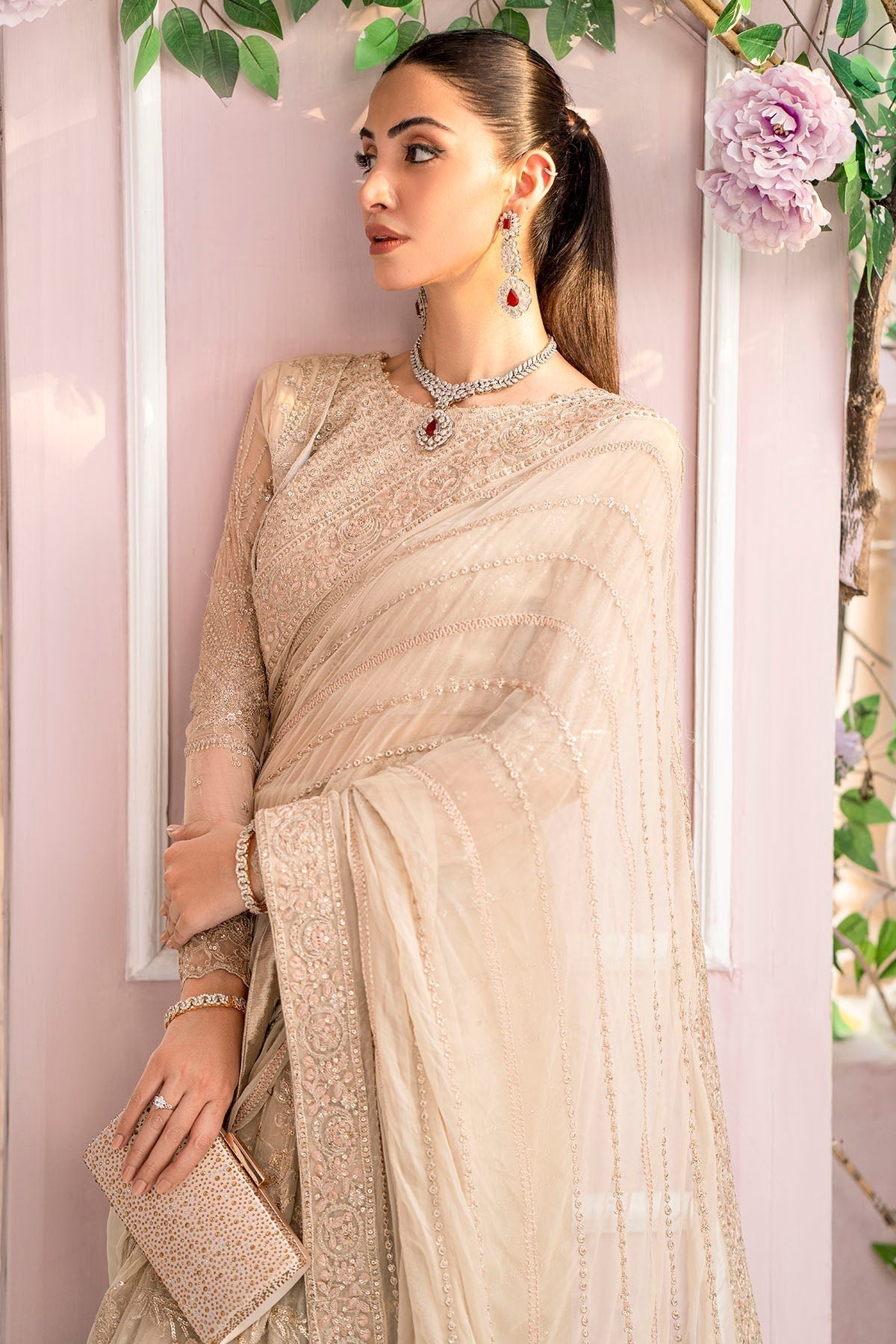 Motifz-4119-LYANNA EMBROIDERED BEMBERG CHIFFON - House Of Hania