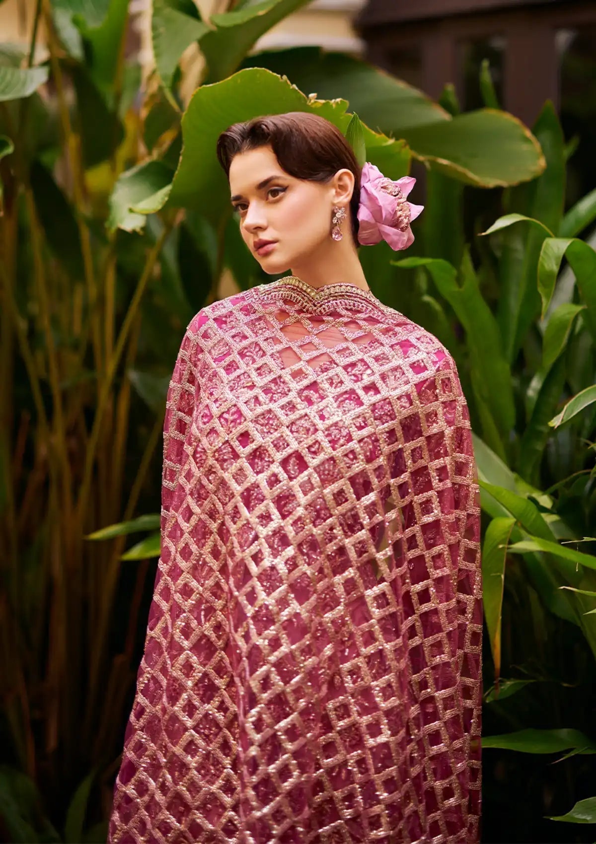 Mushq Stardust Embroidered Net 3Pc Suit MN23-07 Cupid - House Of Hania