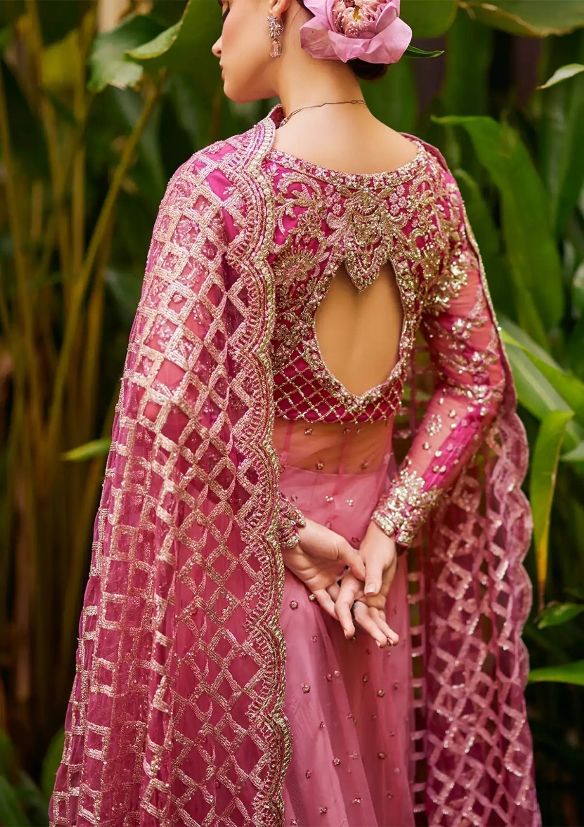 Mushq Stardust Embroidered Net 3Pc Suit MN23-07 Cupid - House Of Hania