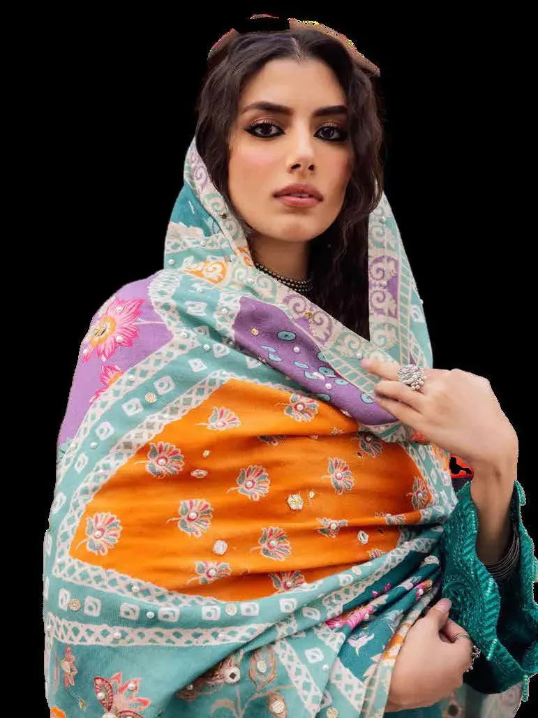 NUREH Bazaar Embroidered Chikankari Khaddar 3Pc Suit NE-51 - House Of Hania