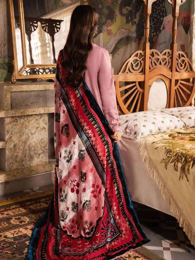 NUREH Exclusive Embroidered Peach Leather 3Pc Suit NE-66 - House Of Hania