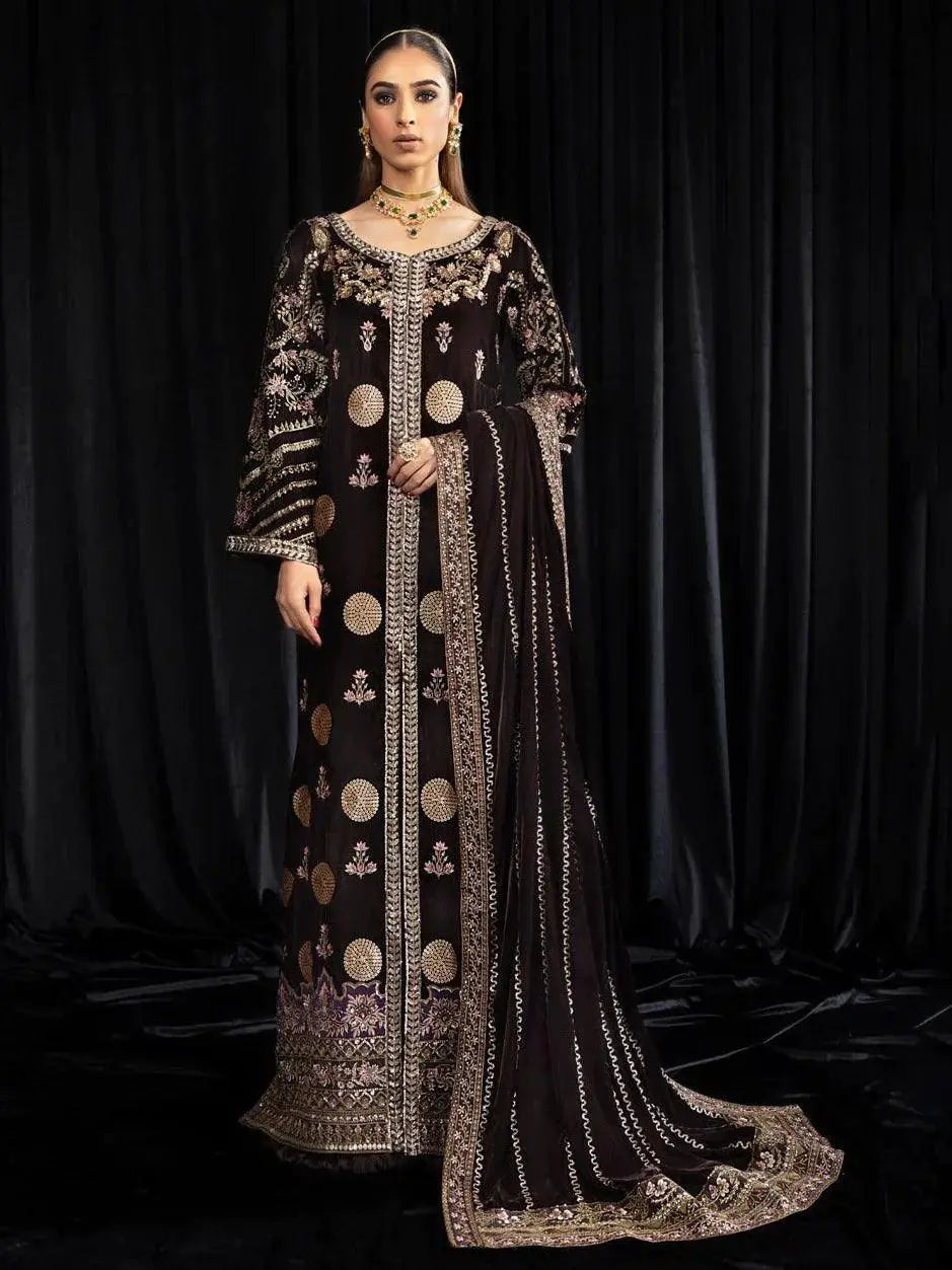 NUREH Maya Embroidered 3Pc Suit NS-103 MOORE - House Of Hania