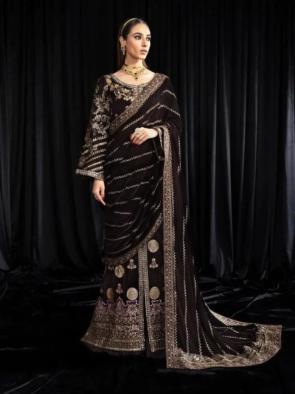 NUREH Maya Embroidered 3Pc Suit NS-103 MOORE - House Of Hania