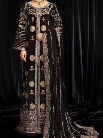 NUREH Maya Embroidered 3Pc Suit NS-103 MOORE - House Of Hania