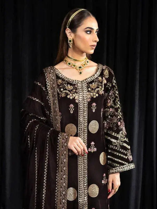 NUREH Maya Embroidered 3Pc Suit NS-103 MOORE - House Of Hania