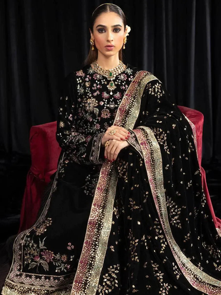 NUREH Maya Embroidered Velvet 3Pc Suit NS-104 KIYARA - House Of Hania