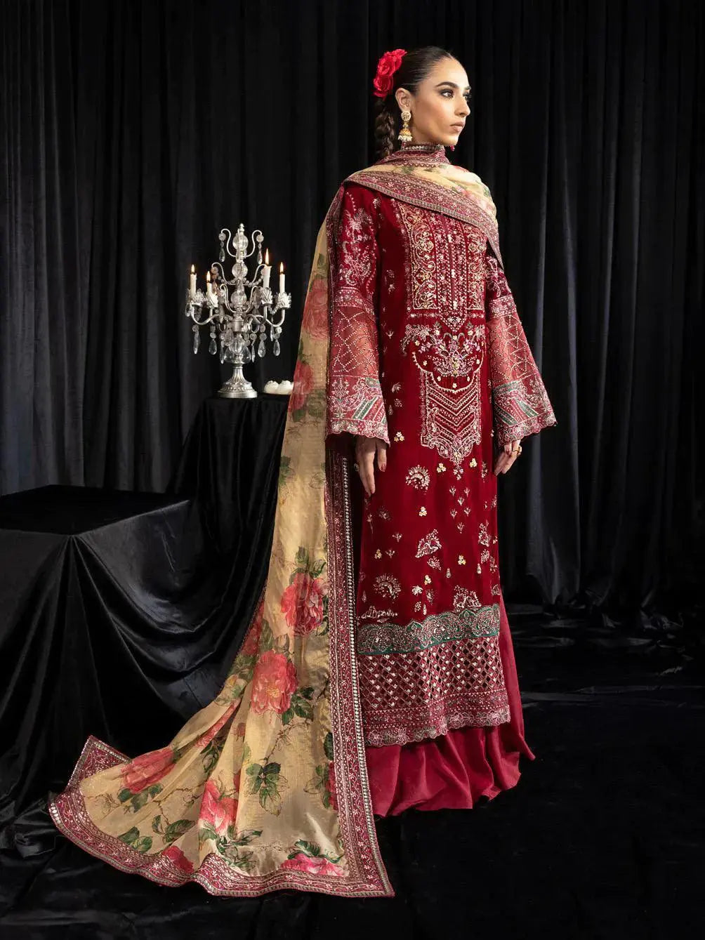 NUREH Maya Embroidered Velvet 3Pc Suit NS-106 ELISA - House Of Hania