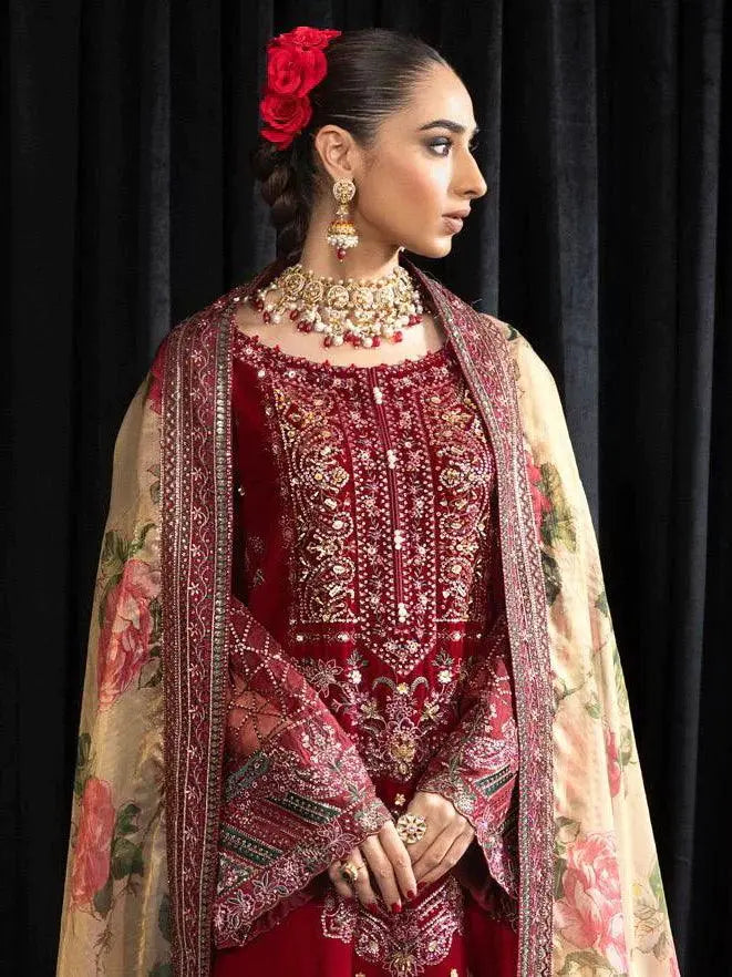 NUREH Maya Embroidered Velvet 3Pc Suit NS-106 ELISA - House Of Hania