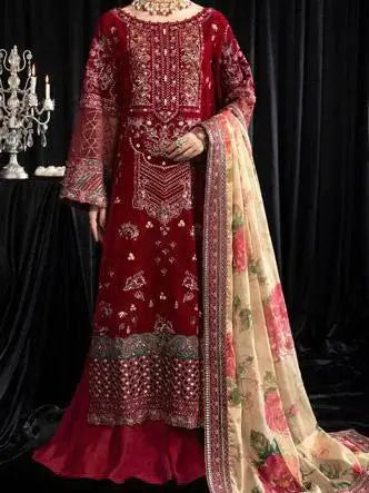 NUREH Maya Embroidered Velvet 3Pc Suit NS-106 ELISA - House Of Hania