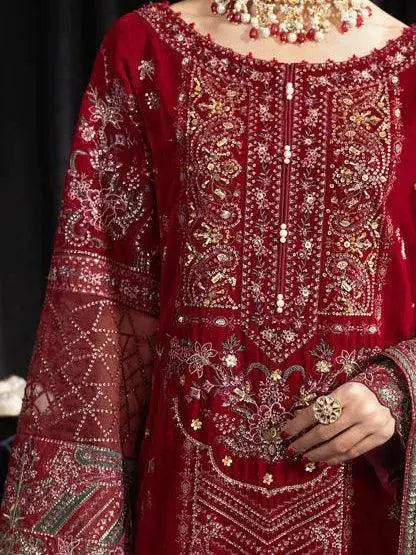 NUREH Maya Embroidered Velvet 3Pc Suit NS-106 ELISA - House Of Hania