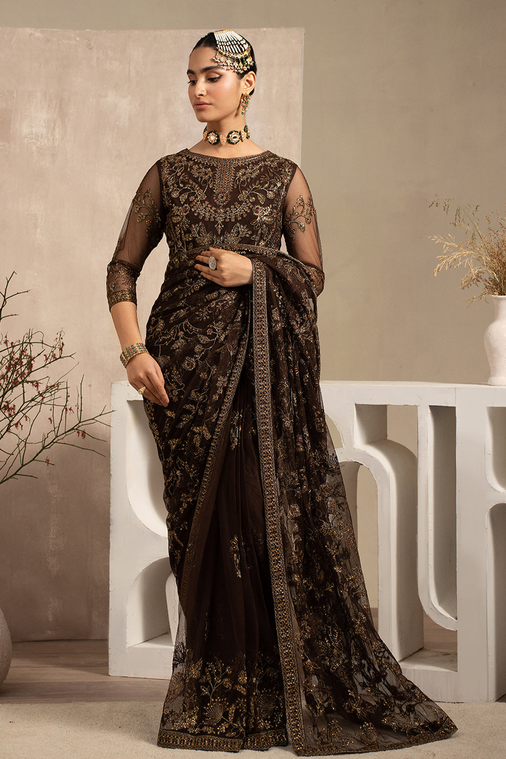 Naqsh by Zarif  Festive Formal 3 Piece Suit ZRN-01 SIYAH - House Of Hania