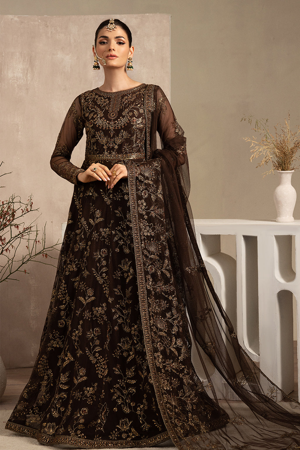 Naqsh by Zarif  Festive Formal 3 Piece Suit ZRN-01 SIYAH - House Of Hania