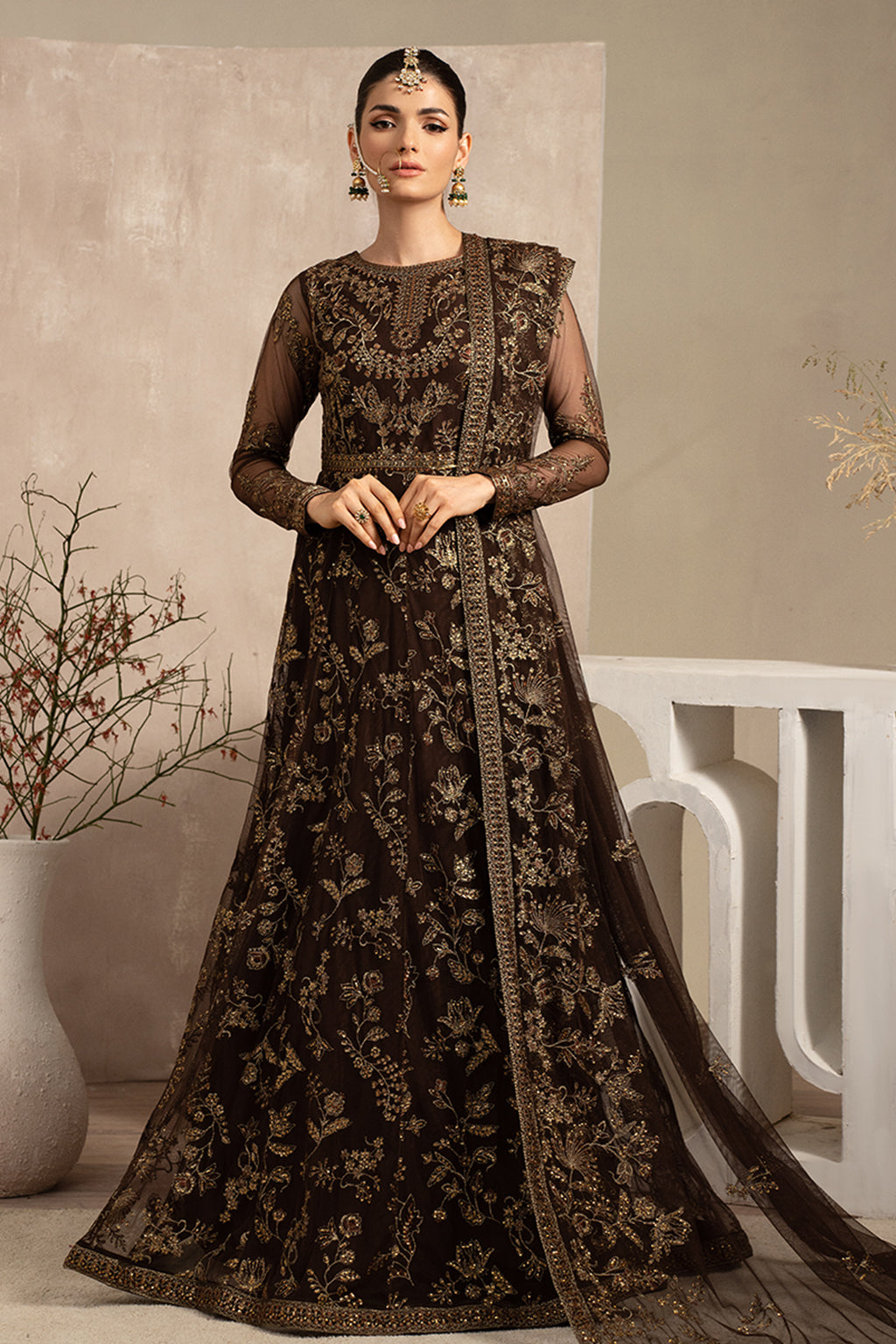Naqsh by Zarif  Festive Formal 3 Piece Suit ZRN-01 SIYAH - House Of Hania