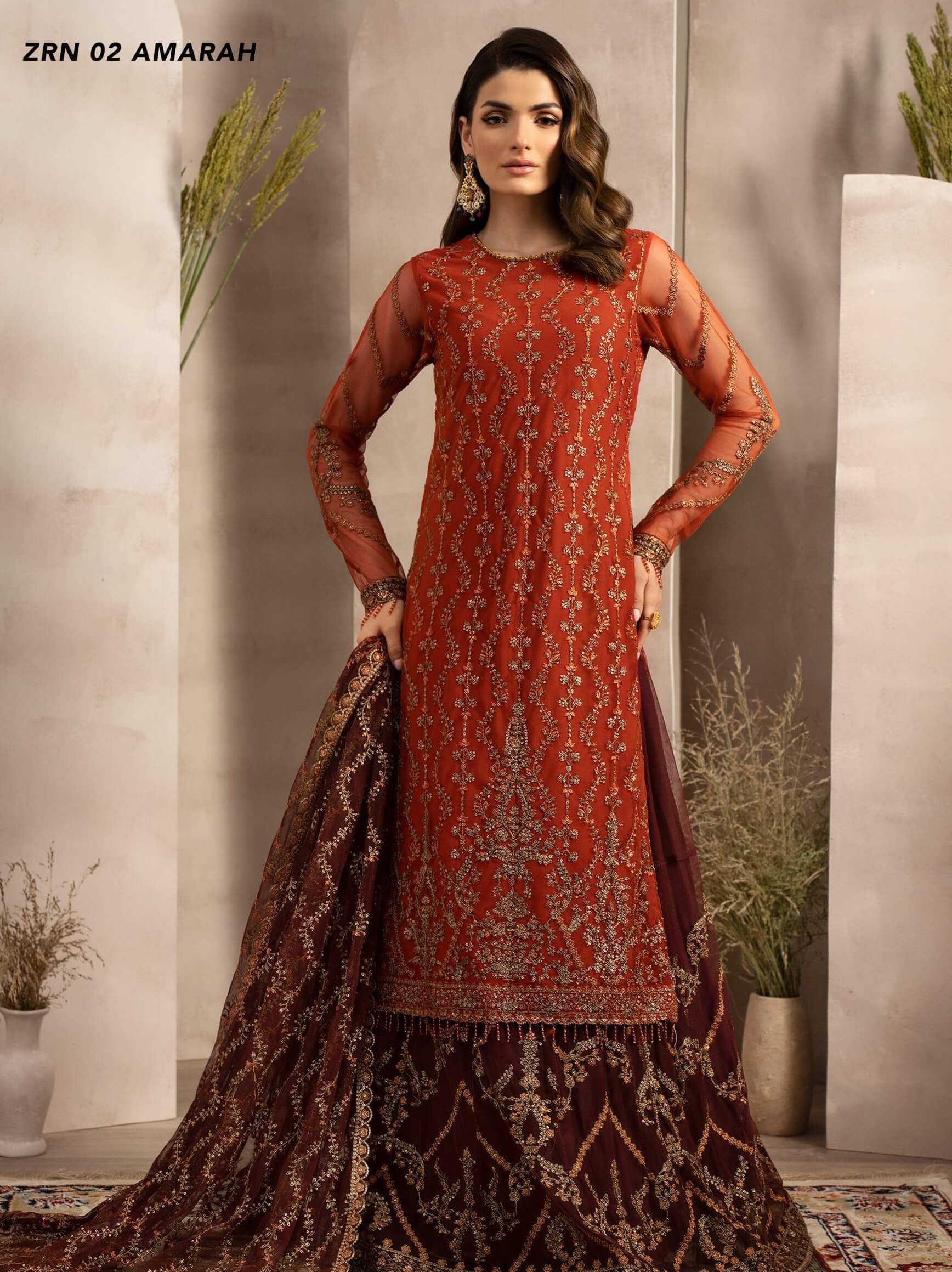 Naqsh by Zarif  Festive Formal 3 Piece Suit ZRN-02 AMARAH - House Of Hania