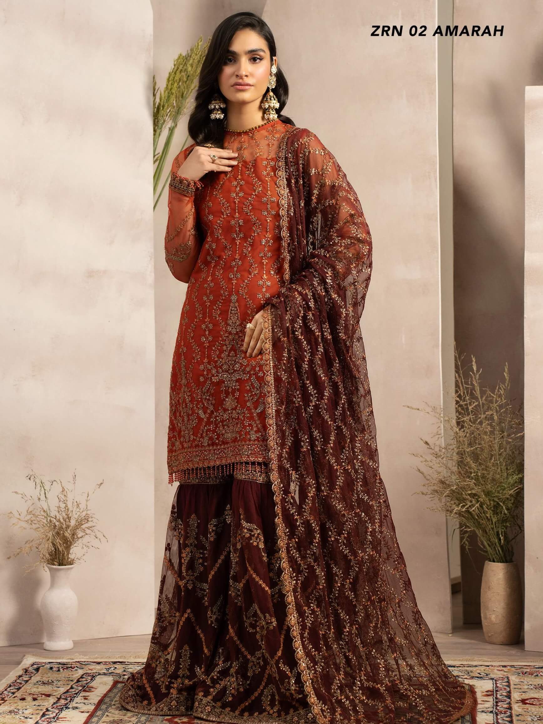 Naqsh by Zarif  Festive Formal 3 Piece Suit ZRN-02 AMARAH - House Of Hania