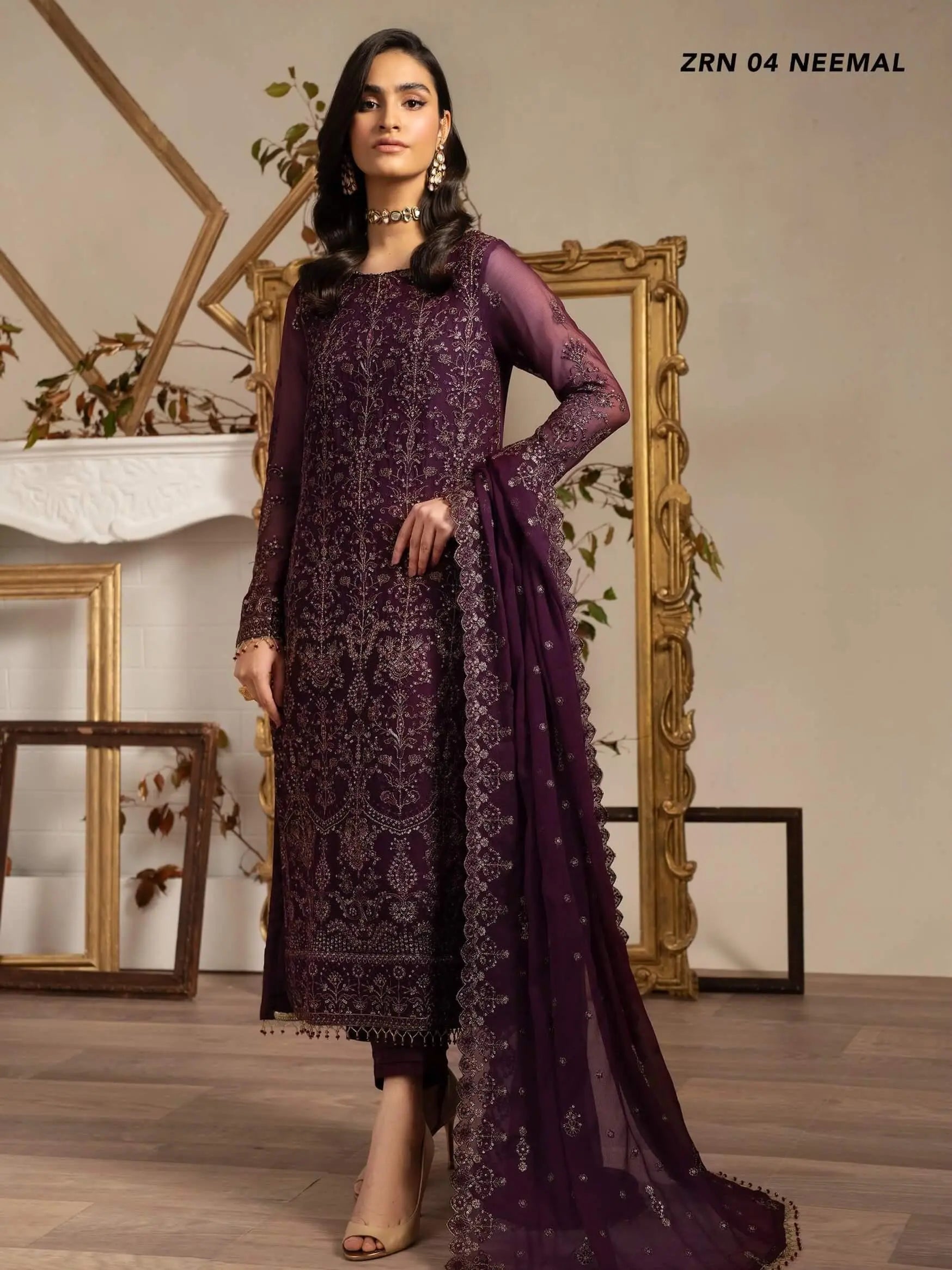 Naqsh by Zarif Festive Formal 3 Piece Suit ZRN-04 NEEMAL - House Of Hania
