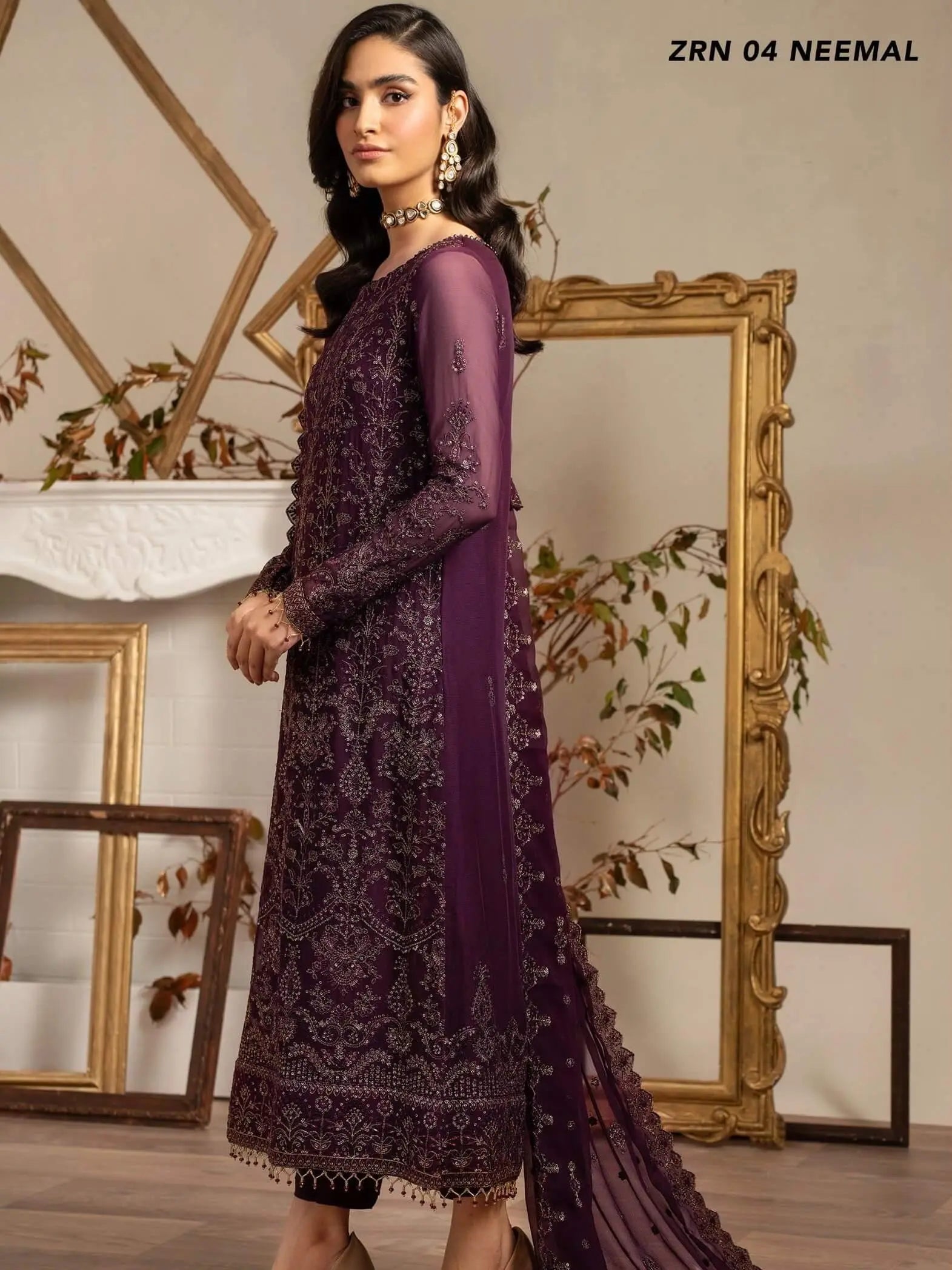 Naqsh by Zarif Festive Formal 3 Piece Suit ZRN-04 NEEMAL - House Of Hania