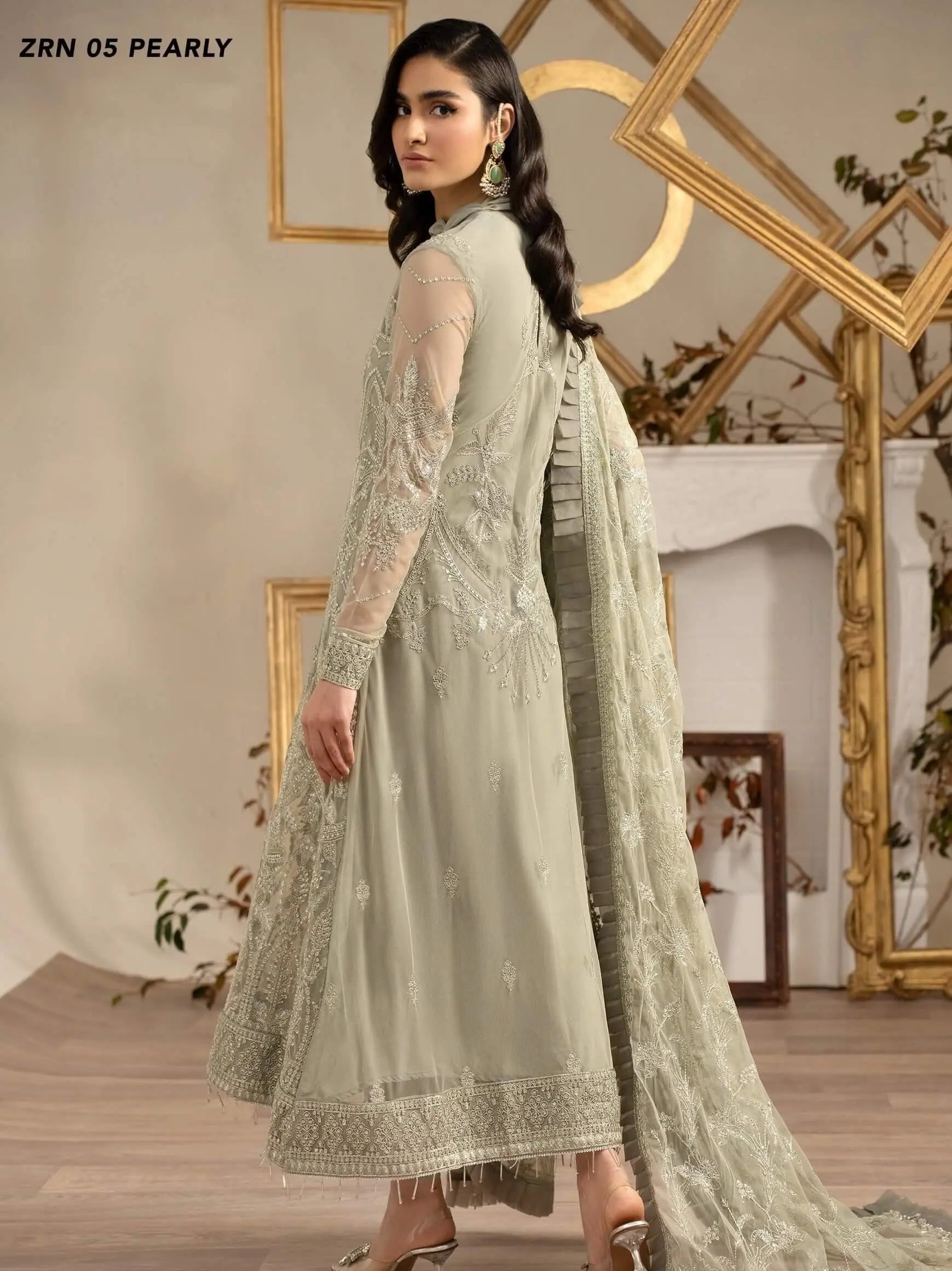 Naqsh by Zarif Festive Formal 3 Piece Suit ZRN-05 PEARLY - House Of Hania