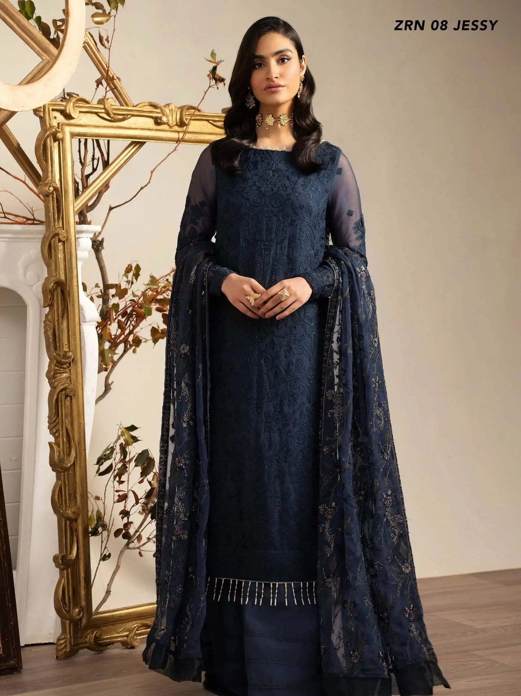 Naqsh by Zarif Unstitched Festive Formal 3 Piece Suit ZRN-08 JESSY - House Of Hania