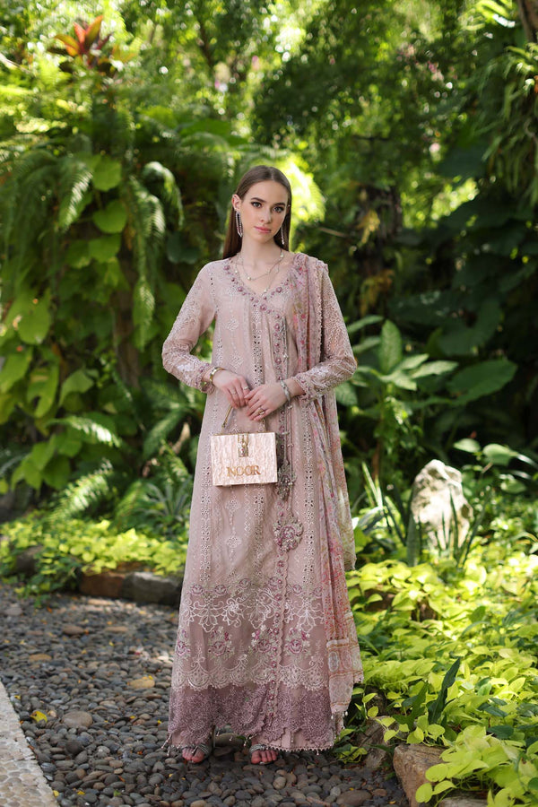 Noor by Saadia Asad | Luxury Chikankari Lawn24 | D3-A Mink Schifli - House Of Hania