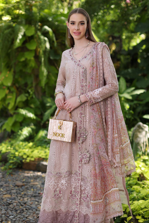 Noor by Saadia Asad | Luxury Chikankari Lawn24 | D3-A Mink Schifli - House Of Hania