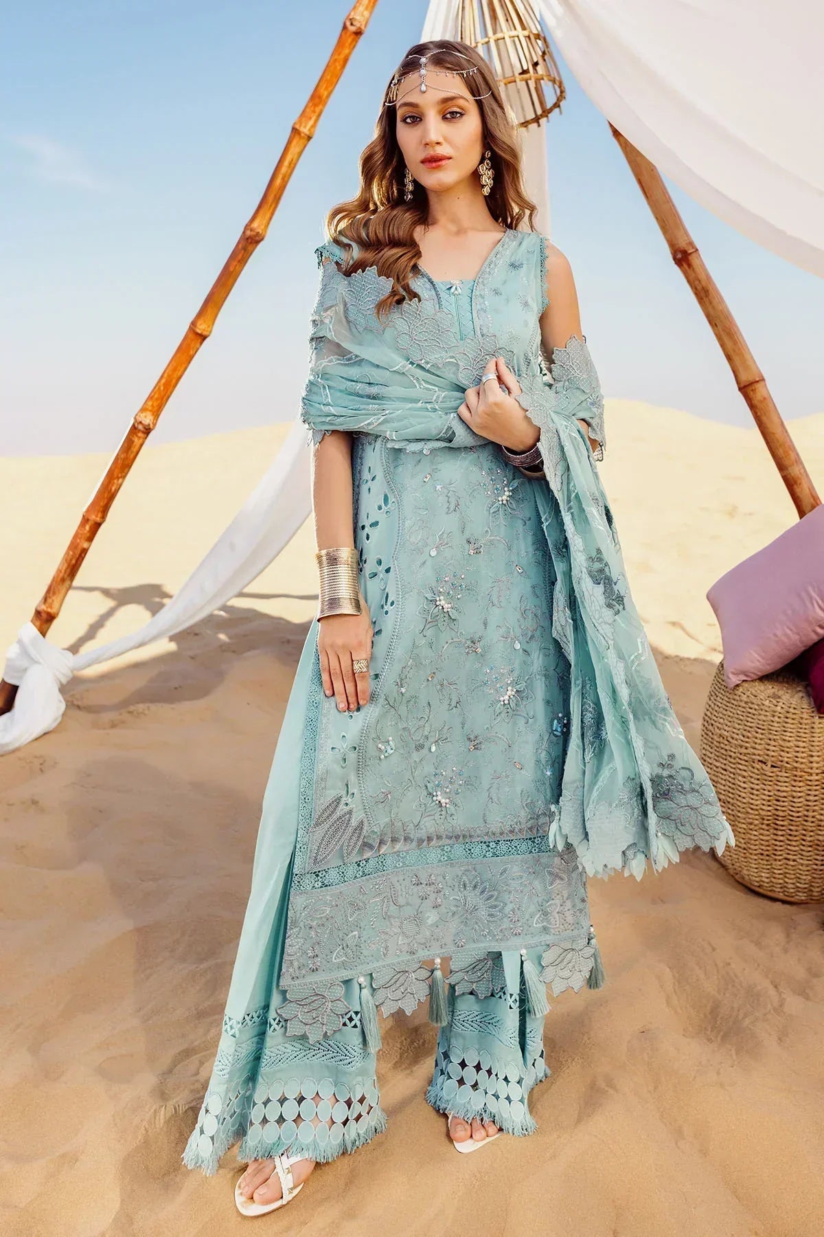 Nureh | Sehra Swiss Voil Lawn | AROOSH - NE-76 - House Of Hania