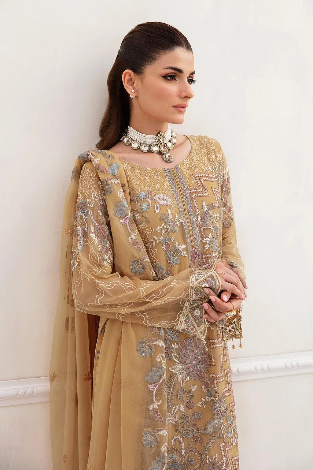 Ramsha Embroidered Luxury Chiffon 3 Piece Suit F-2402 - House Of Hania