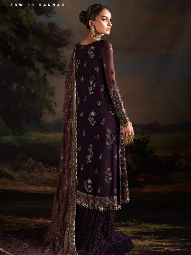 Rouge by Zarif Embroidered Chiffon 3Pc Suit ZRW-08 HANNAH - House Of Hania