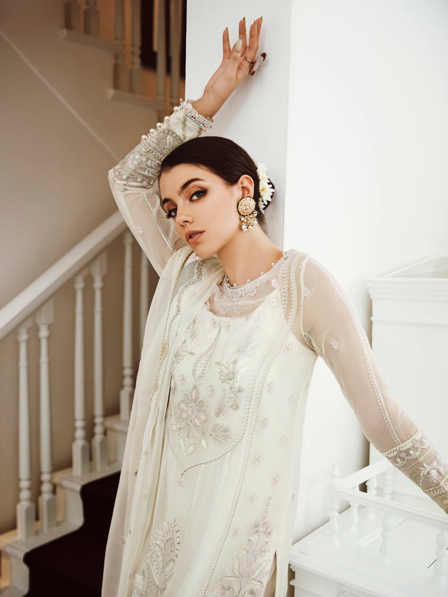 Saad Shaikh Ella Embroidered Luxury Chiffon 3Pc Suit DSG-03 - House Of Hania