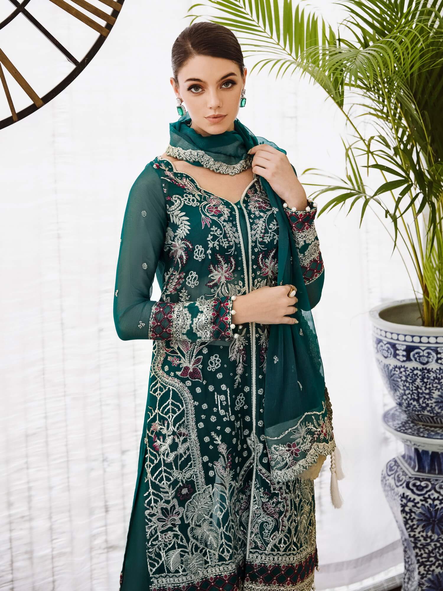 Saad Shaikh Ella Embroidered Luxury Chiffon 3Pc Suit DSG-06 - House Of Hania