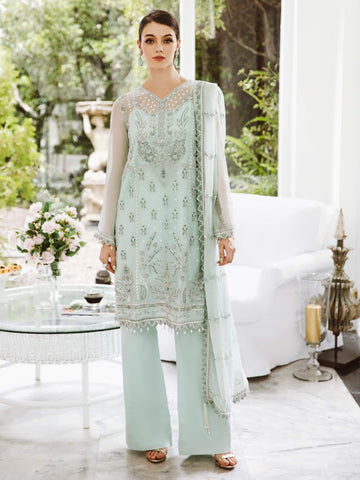 Saad Shaikh Ella Unstitched Embroidered Luxury Chiffon 3Pc Suit DSG-07 - House Of Hania