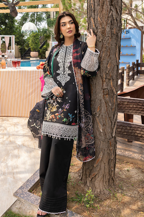 Saad Shaikh | Lawn 25 | Black - Zestel - House Of Hania