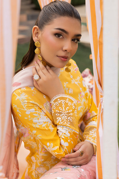 Saad Shaikh | Lawn 25 | Yellow - Amber Bloom - House Of Hania