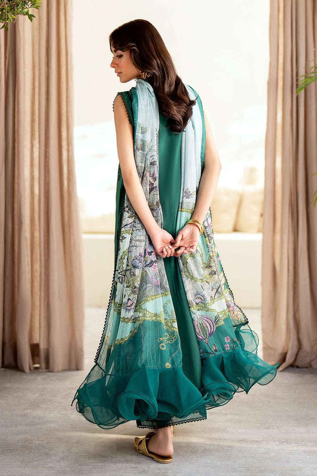 Saad Shaikh Luxe Embroidered Lawn 3Pc Suit - Petal - House Of Hania