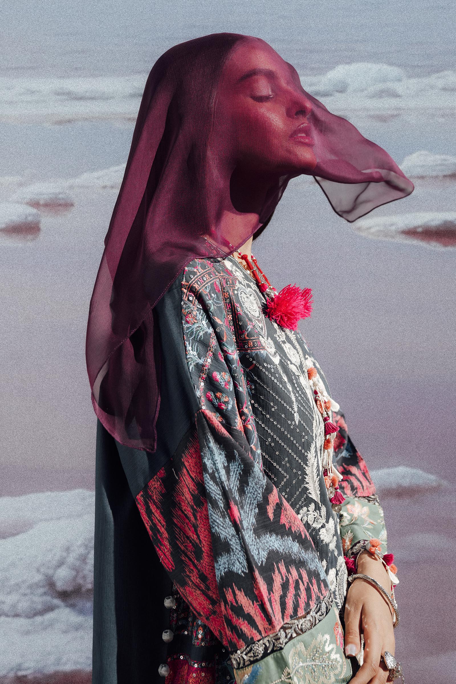 Sana Safinaz | Winter Shawl 24 | S241-007B-3CP - House Of Hania