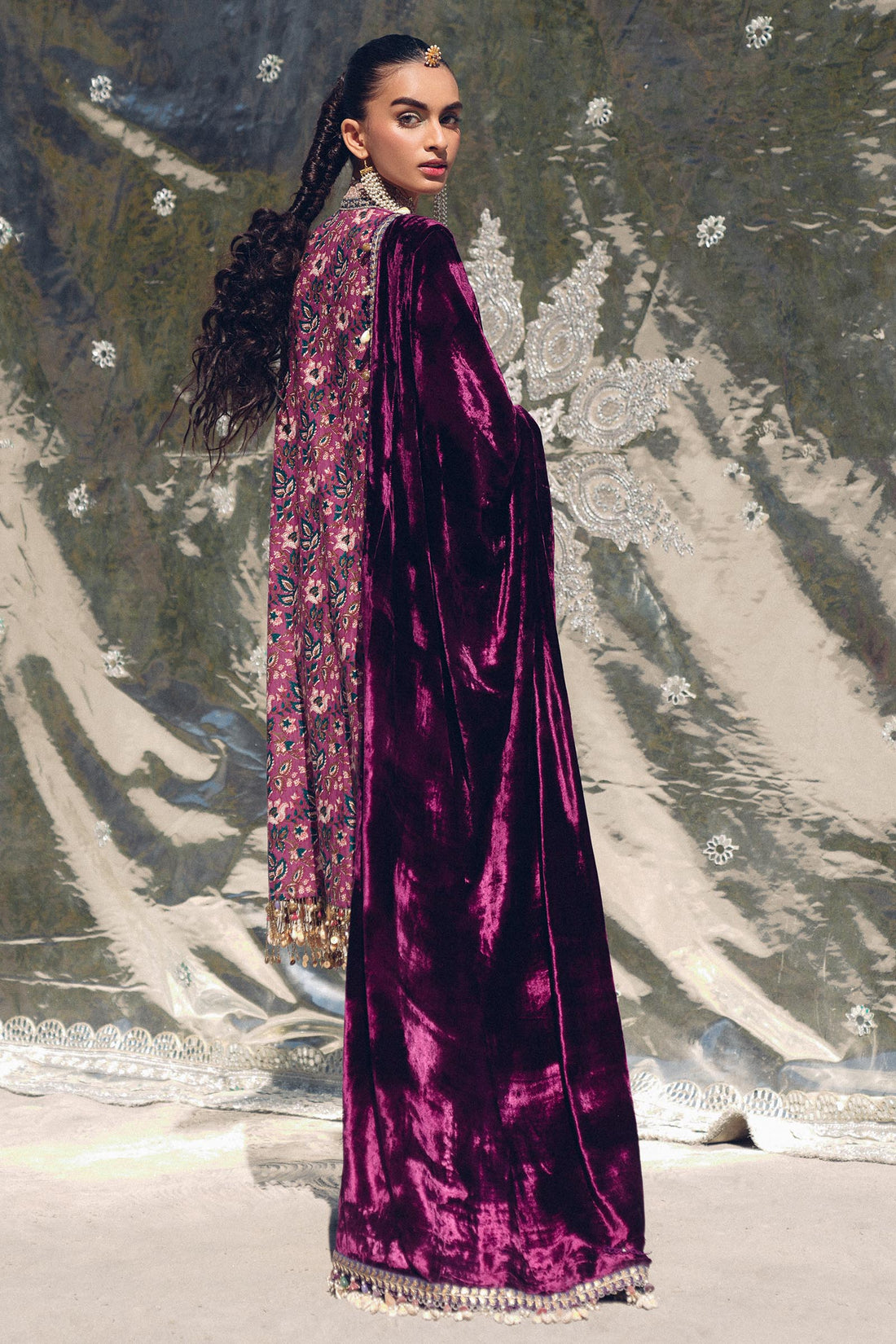 Sana Safinaz | Winter Shawl 24 | Velvet S241-006A-3CP - House Of Hania