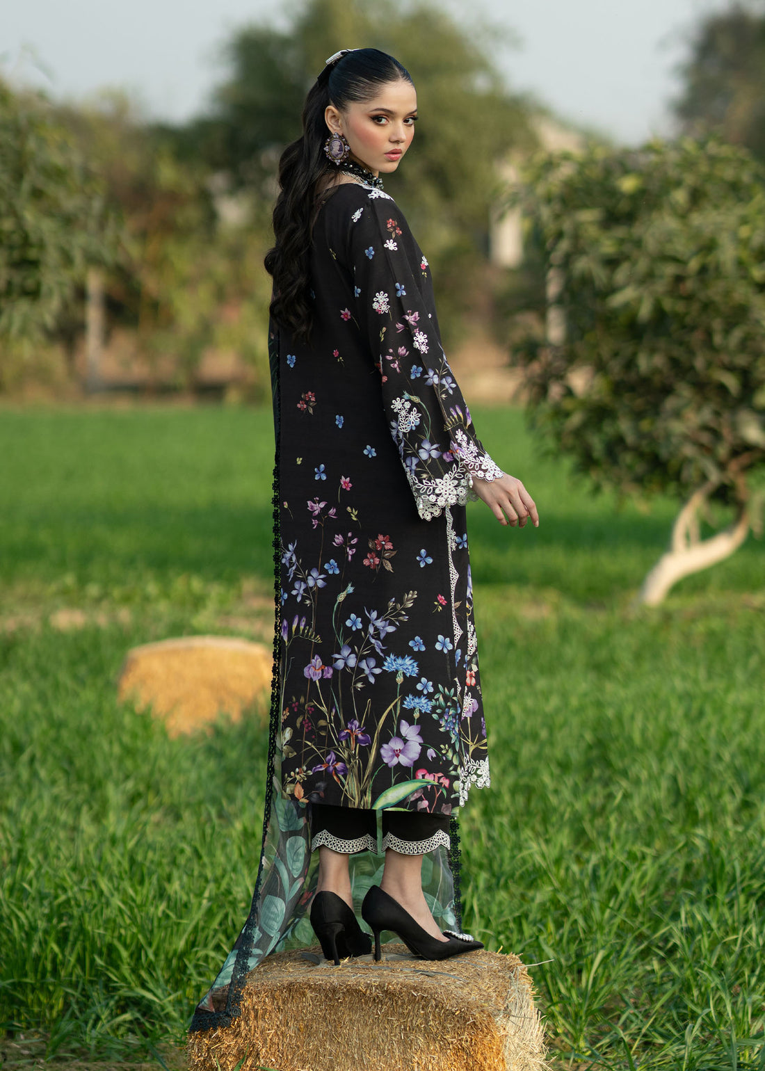 Sardinia | Printkari Lawn Edit 25 | Black Lotus - House Of Hania