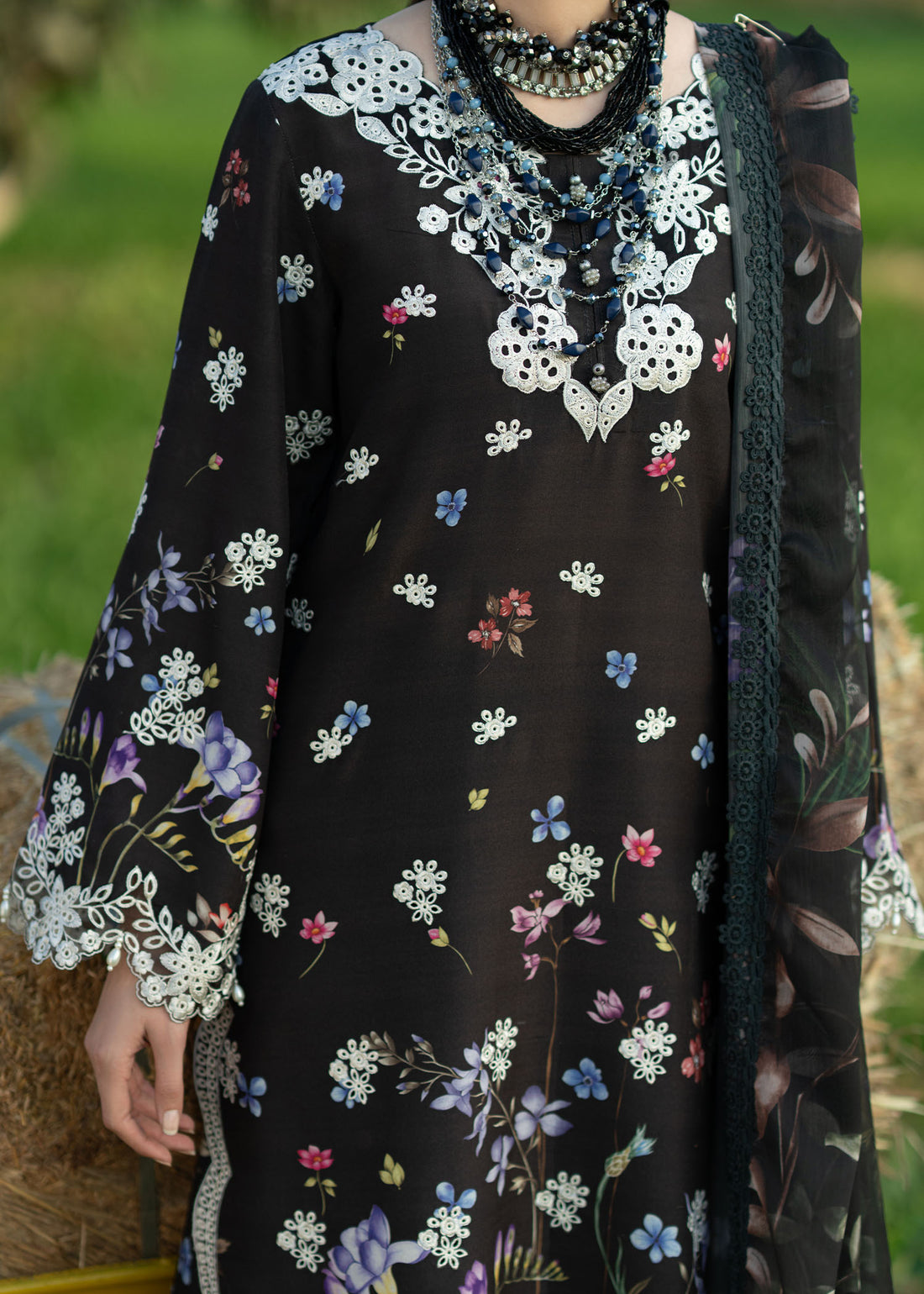 Sardinia | Printkari Lawn Edit 25 | Black Lotus - House Of Hania