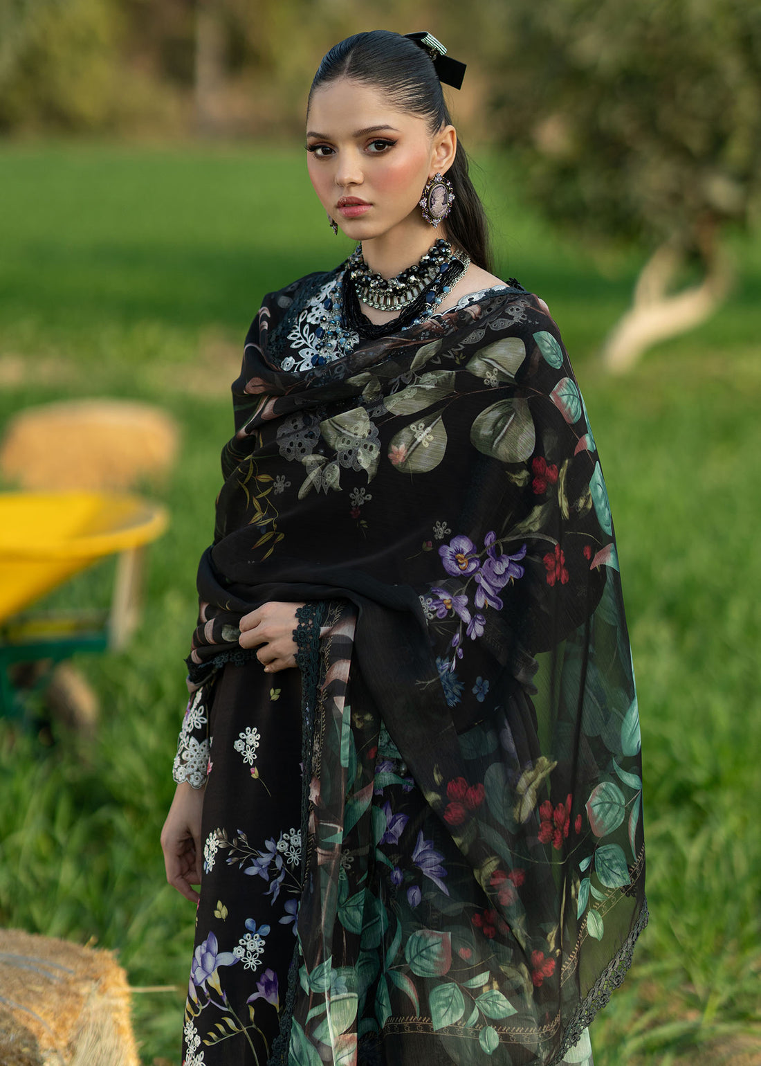 Sardinia | Printkari Lawn Edit 25 | Black Lotus - House Of Hania