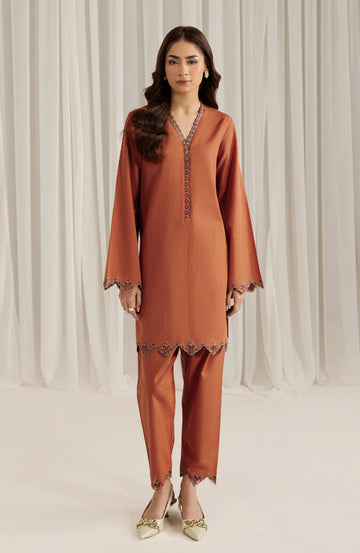 Seran | Winter Pret '25 | Coral | 2 pc - House Of Hania