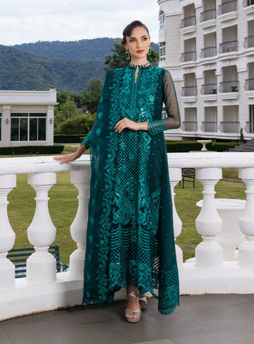 Zainab Chottani Embroidered Organza 3Pc Suit D-01 Zeina - House Of Hania