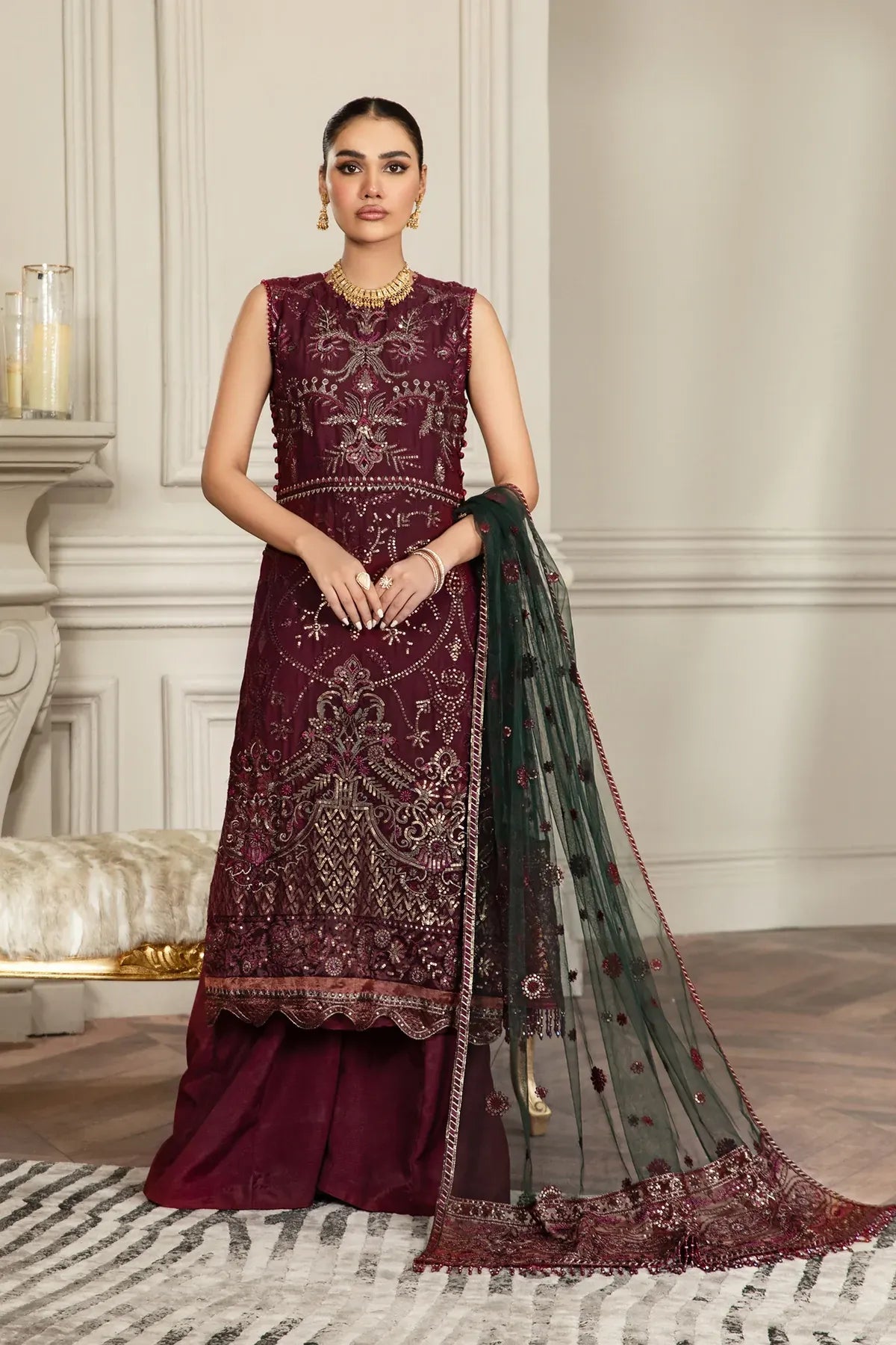 Zarif | Mehroz Formals | Berry Wood - House Of Hania