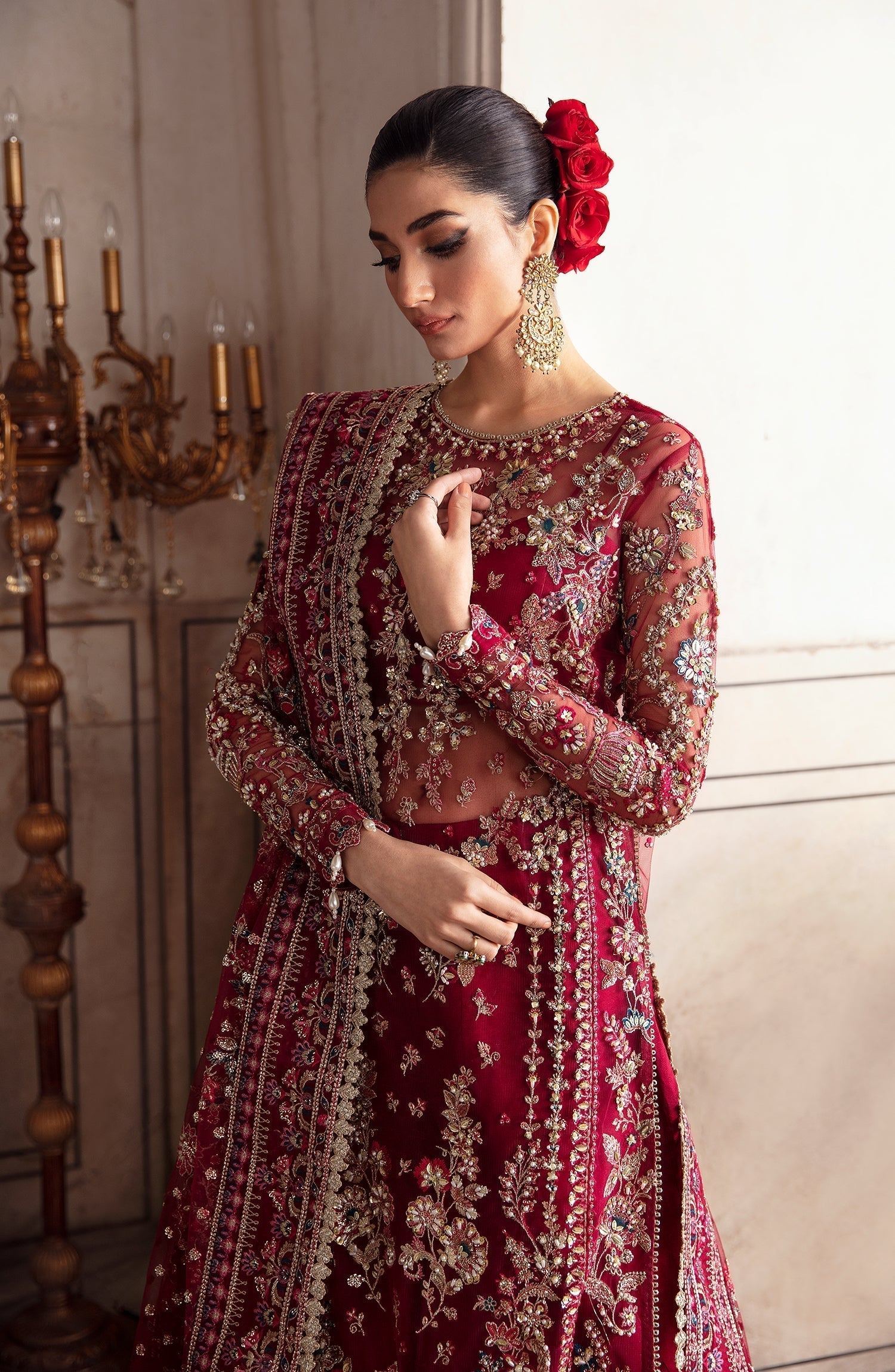 Zevk Afsanah Luxury Embroidered Net 3Pc Suit - Kamkhawab - House Of Hania