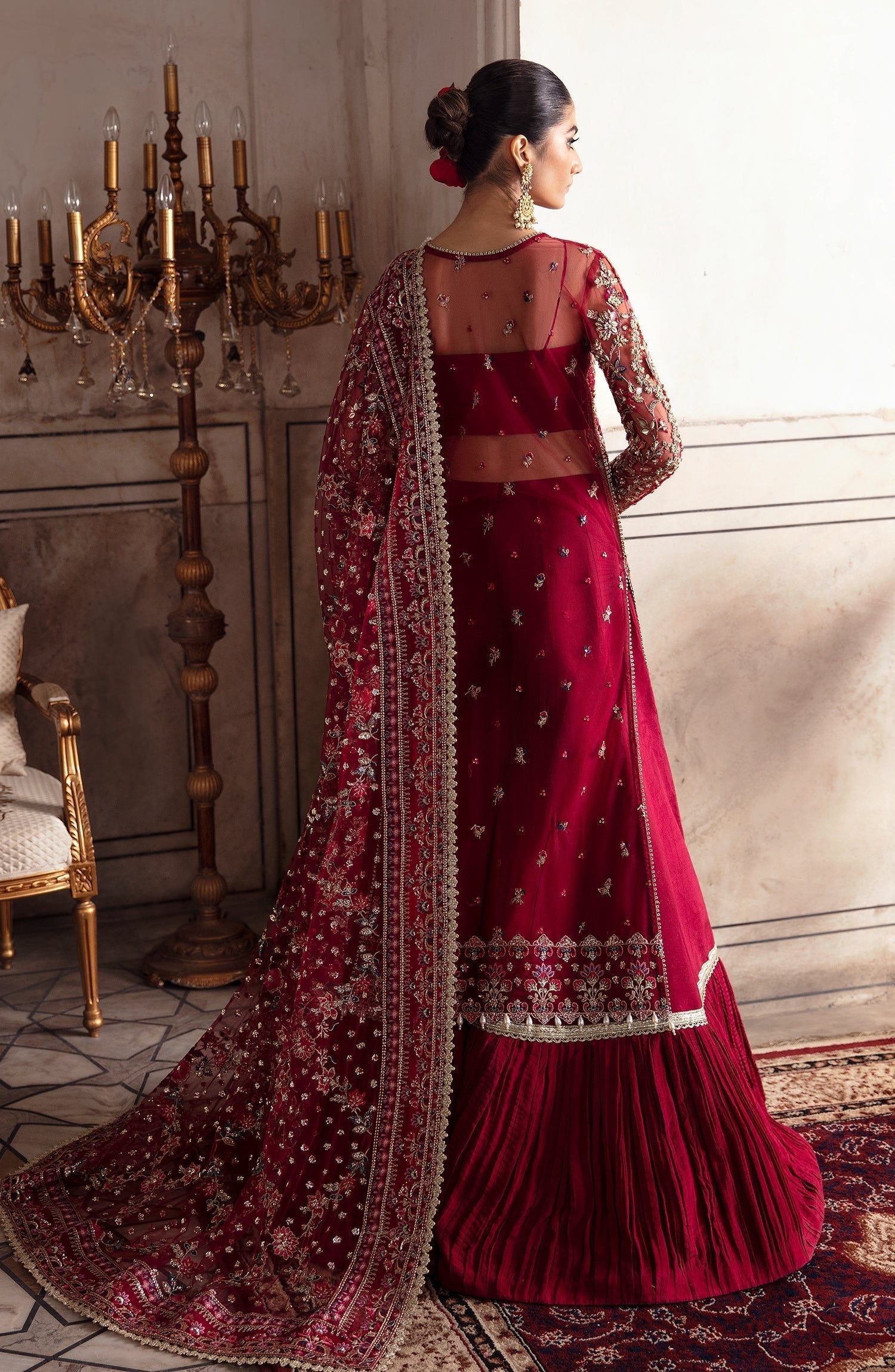 Zevk Afsanah Luxury Embroidered Net 3Pc Suit - Kamkhawab - House Of Hania