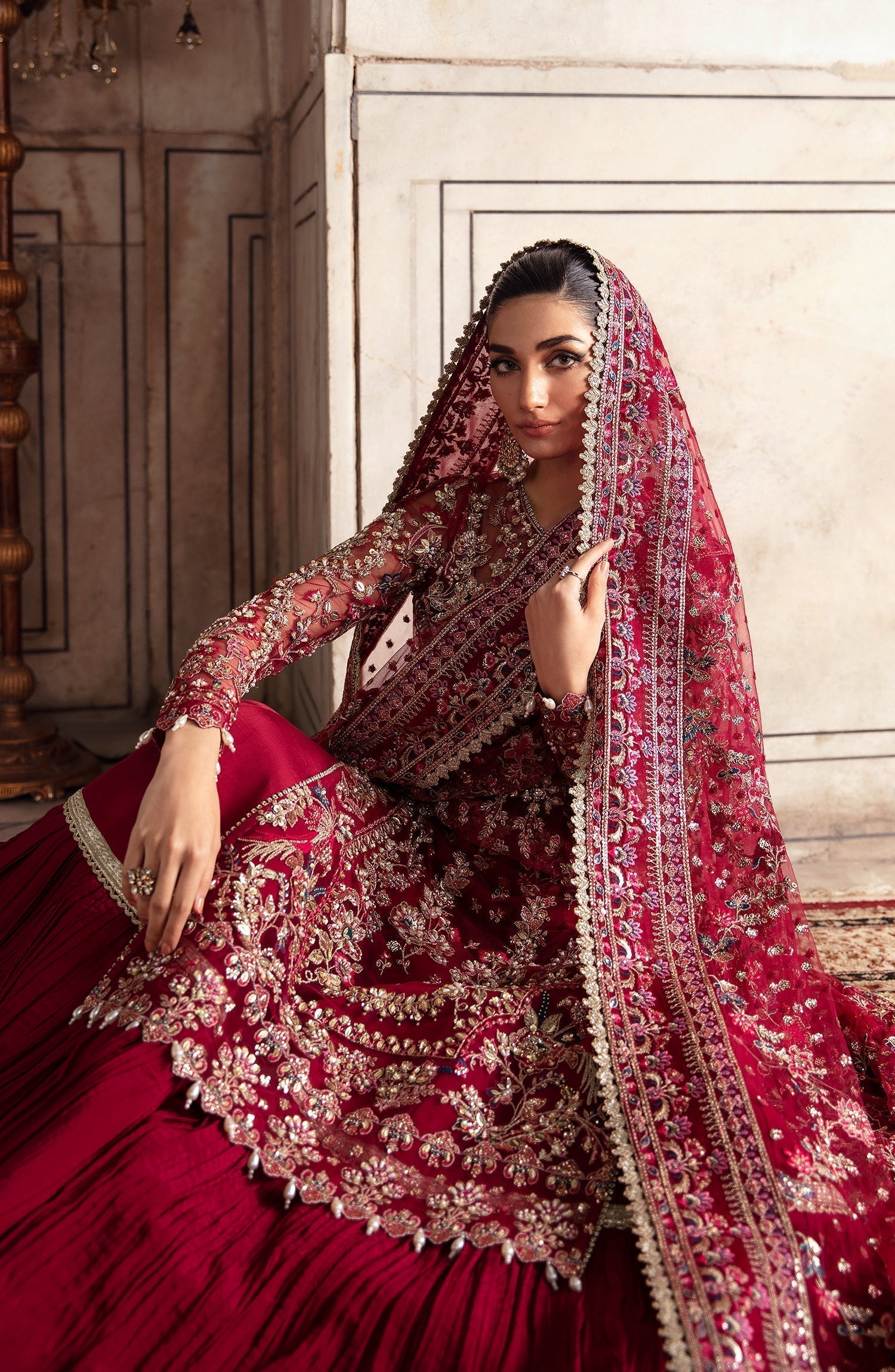 Zevk Afsanah Luxury Embroidered Net 3Pc Suit - Kamkhawab - House Of Hania