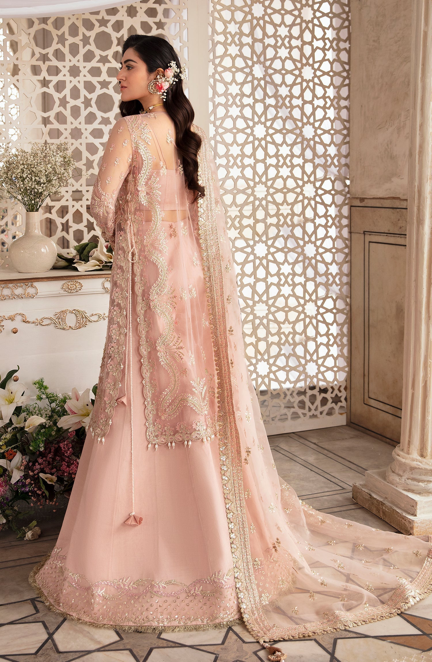 Zevk Afsanah Luxury Embroidered Net 3Pc Suit - Mushq - House Of Hania