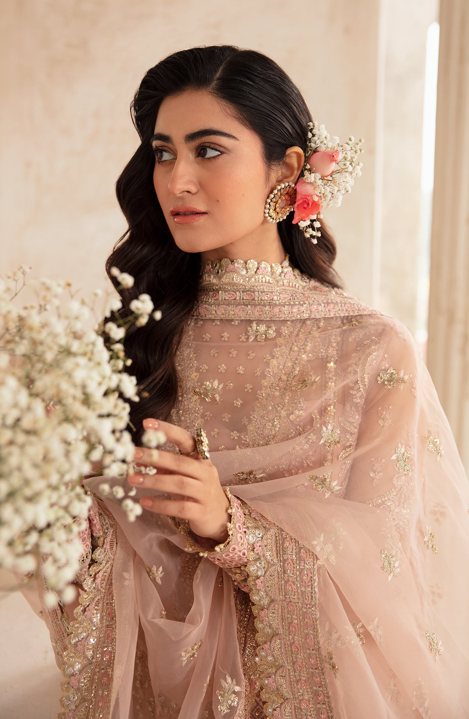 Zevk Afsanah Luxury Embroidered Net 3Pc Suit - Mushq - House Of Hania