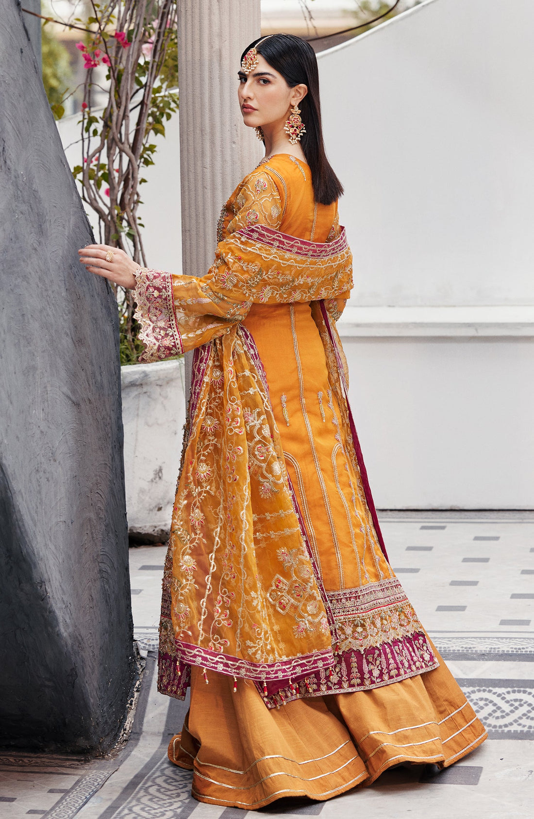 Emaan Adeel Ruhab embroidered organza outfit — front view