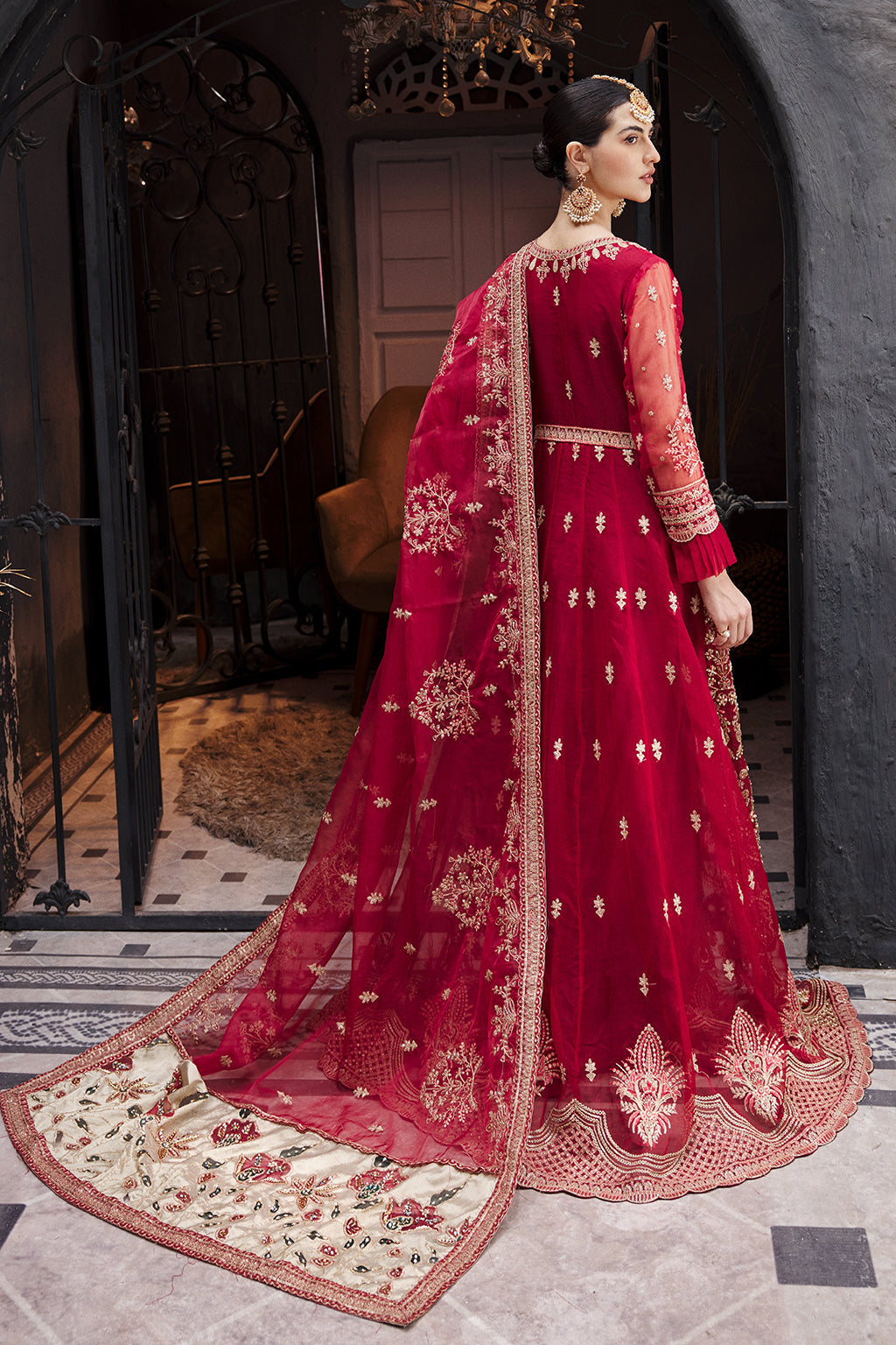 Emaan Adeel Nw-01 embroidered organza outfit — front view