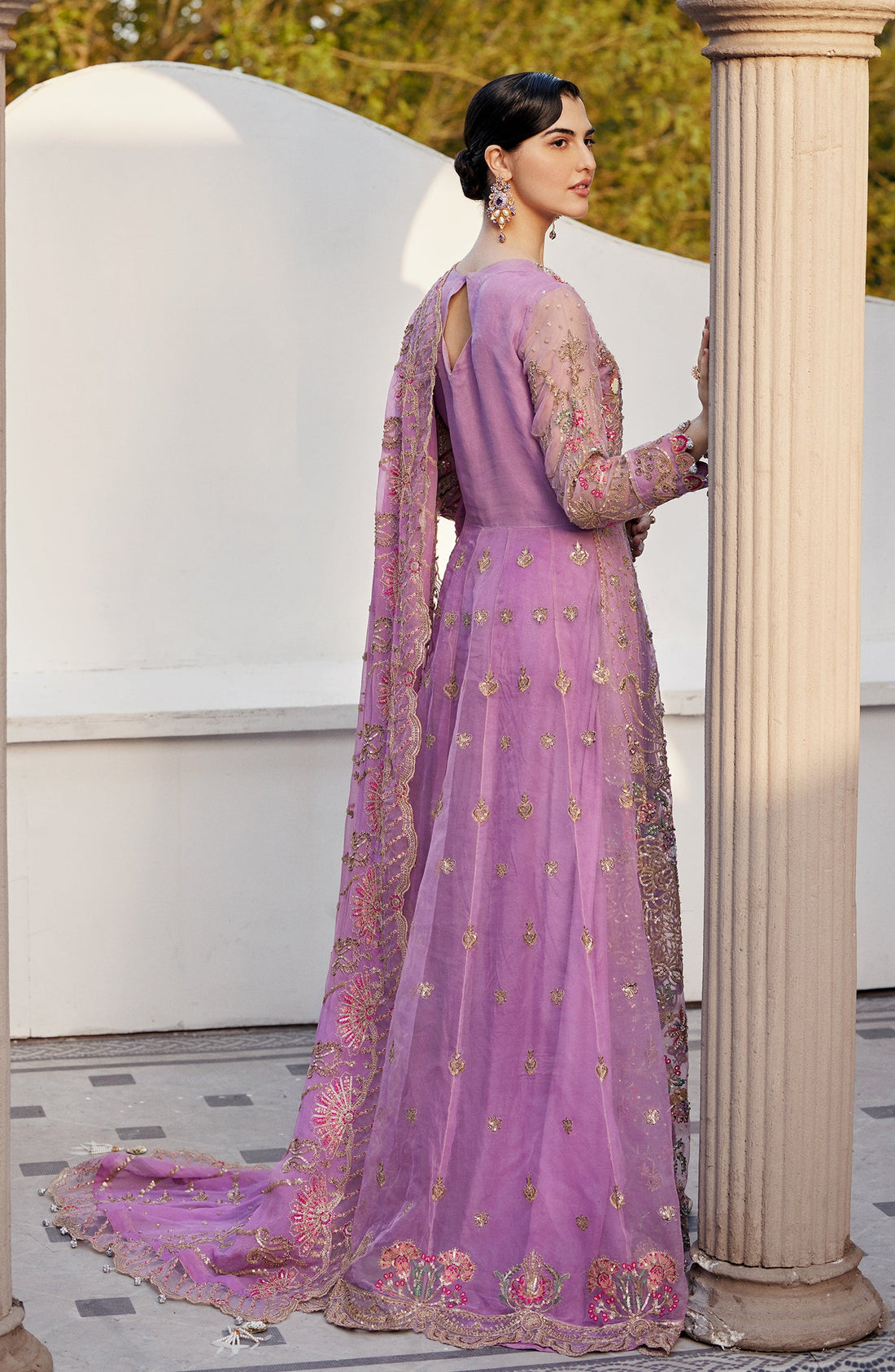 Emaan Adeel Giti embroidered organza outfit — front view